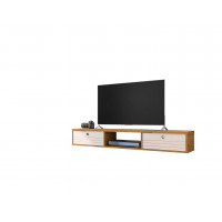 Manhattan Comfort 220BMC21 Liberty 62.99 Mid-Century Modern Floating Entertainment Center with 3 Shelves in Cinnamon and Off White